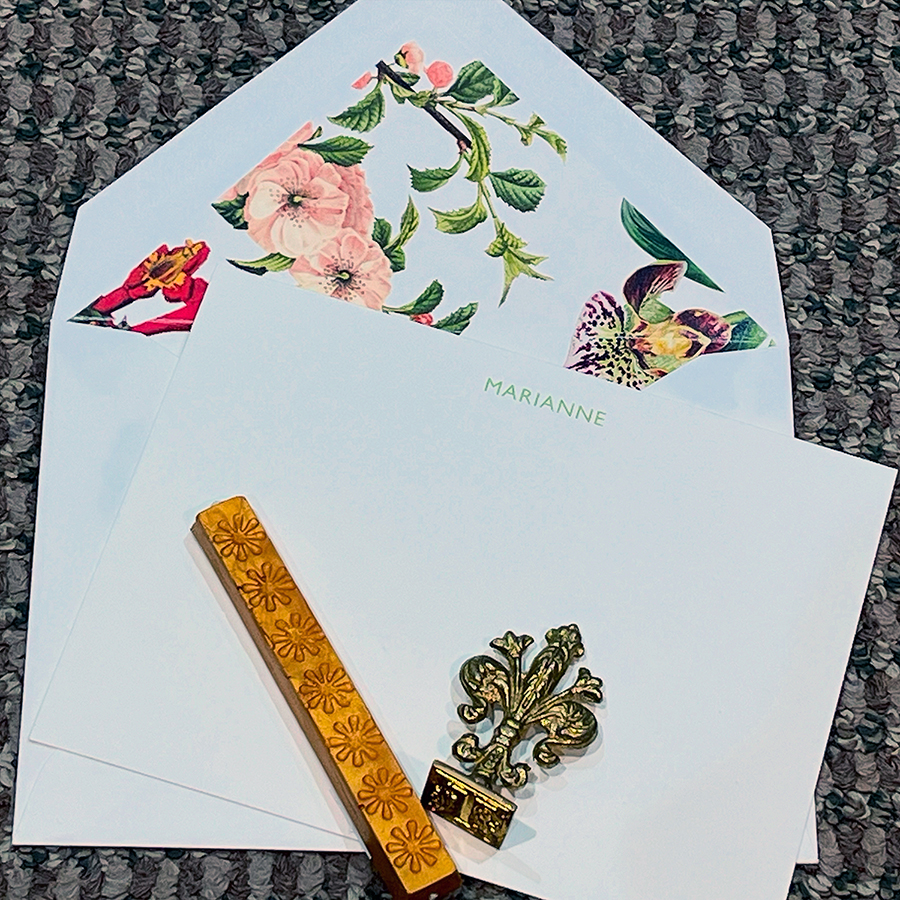 floral green stationery