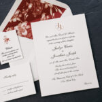 Classic Wedding Invitation with Engraving and a Floral Liner